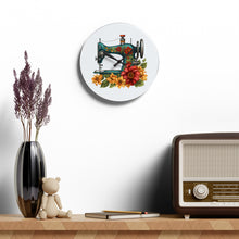 Vintage Floral Sewing Machine Acrylic Wall Clock