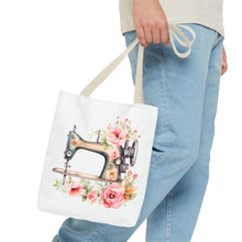 Blue Floral Sewing Machine Tote Bag