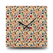 Watercolor Sewing Supplies 7 Acrylic Wall Clock