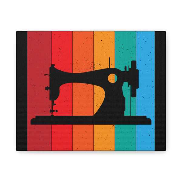 Retro Sewing Machine - Black - Canvas Gallery Wraps