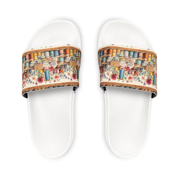 Watercolor Sewing Supplies 2 Women's PU Slide Sandals