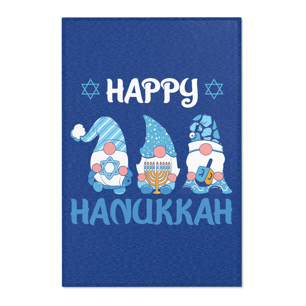 Happy Hanukkah Gnomes Area Rugs - Blue