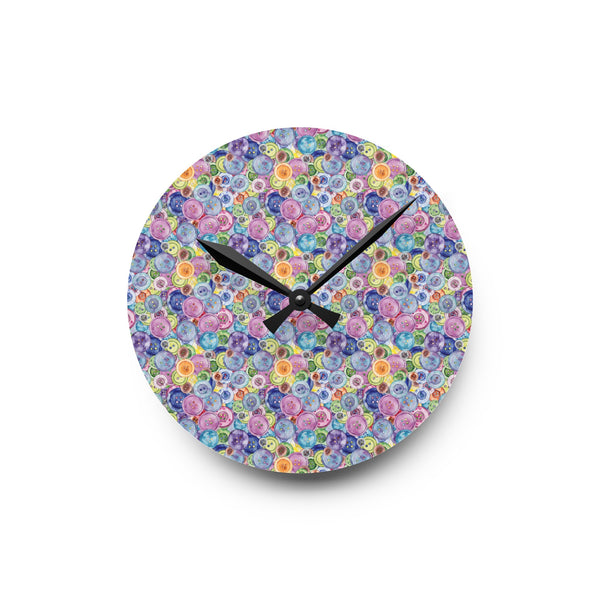 Packed Watercolor Buttons Acrylic Wall Clock