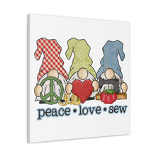 Peace, Love, Sew Gnomes - Canvas Gallery Wraps - White