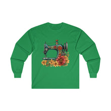 Vintage Floral Sewing Machine Unisex Ultra Cotton Long Sleeve Tee