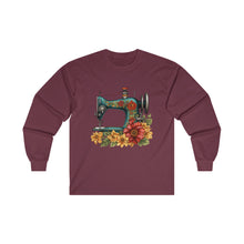 Vintage Floral Sewing Machine Unisex Ultra Cotton Long Sleeve Tee