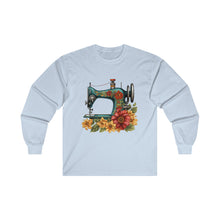 Vintage Floral Sewing Machine Unisex Ultra Cotton Long Sleeve Tee