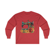 Vintage Floral Sewing Machine Unisex Ultra Cotton Long Sleeve Tee