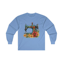 Vintage Floral Sewing Machine Unisex Ultra Cotton Long Sleeve Tee