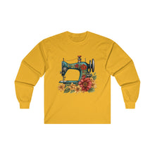 Vintage Floral Sewing Machine Unisex Ultra Cotton Long Sleeve Tee