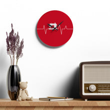 Sewing Machine Heart Beat Acrylic Wall Clock - Red