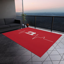 Sewing Machine Heart Beat Outdoor Rug - Red