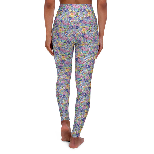 Packed Watercolor Buttons High Waisted Yoga Leggings