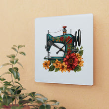 Vintage Floral Sewing Machine Acrylic Wall Clock