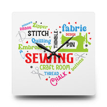 Colorful Sewing Word Cloud Acrylic Wall Clock