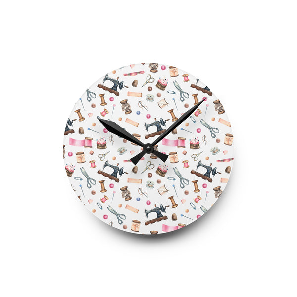 Sewing Elements White Acrylic Wall Clock