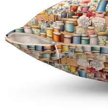 Watercolor Sewing Supplies 2 Spun Polyester Square Pillow