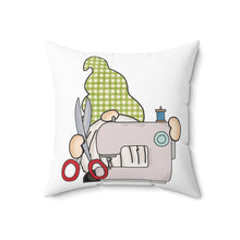 Gnome & Sewing Machine 2 Spun Polyester Square Pillow