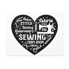 Black Sewing Word Cloud - Canvas Gallery Wraps