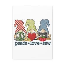 Peace, Love, Sew Gnomes - Canvas Gallery Wraps - White