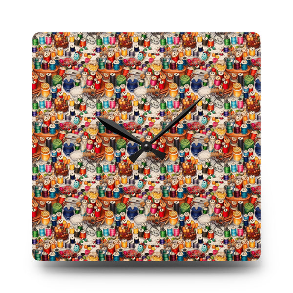 Watercolor Sewing Supplies 5 Acrylic Wall Clock