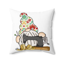 Gnome & Sewing Machine 1 Spun Polyester Square Pillow