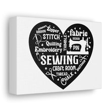 Black Sewing Word Cloud - Canvas Gallery Wraps