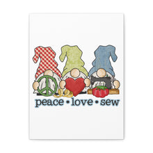 Peace, Love, Sew Gnomes - Canvas Gallery Wraps - White