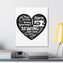 Black Sewing Word Cloud - Canvas Gallery Wraps