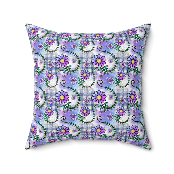 Floral Collage Pattern 2 Spun Polyester Square Pillow