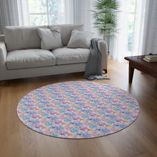 Pastel Alcohol Ink Flowers Pattern 4 Round Rug