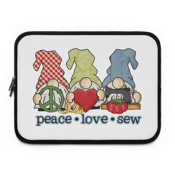 Peace, Love, Sew Gnomes Laptop Sleeve