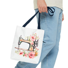 Blue Floral Sewing Machine Tote Bag