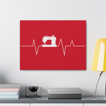 Sewing Machine Heart Beat - Red - Canvas Gallery Wraps