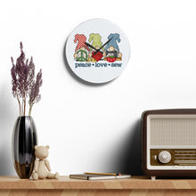 Peace, Love, Sew Gnomes Acrylic Wall Clock
