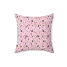 Sewing Elements Pink Spun Polyester Square Pillow - White