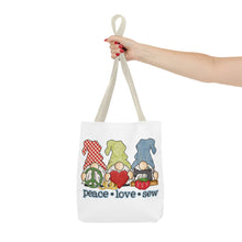 Peace, Love, Sew Gnomes Tote Bag