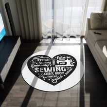 Black Sewing Word Cloud Round Rug