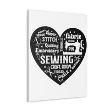 Black Sewing Word Cloud - Canvas Gallery Wraps