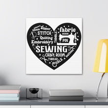 Black Sewing Word Cloud - Canvas Gallery Wraps