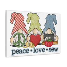 Peace, Love, Sew Gnomes - Canvas Gallery Wraps - White