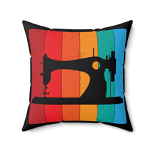 Retro Sewing Machine Spun Polyester Square Pillow - Black