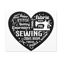 Black Sewing Word Cloud - Canvas Gallery Wraps