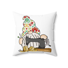 Gnome & Sewing Machine 1 Spun Polyester Square Pillow