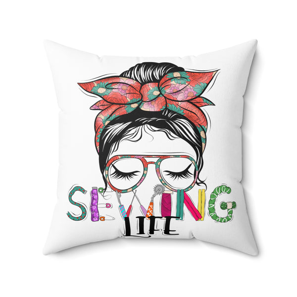 Sewing Life 1 Spun Polyester Square Pillow - White