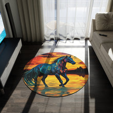 Colorful Modern Horse Round Rug