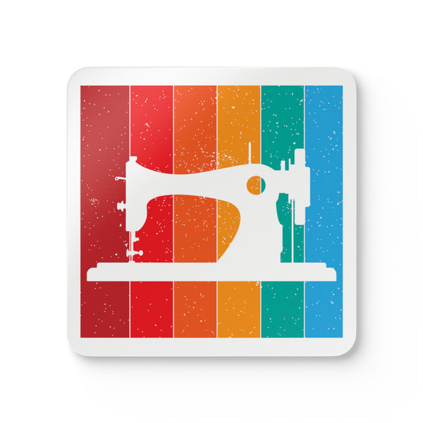 Retro Sewing Machine Corkwood Coaster Set - White
