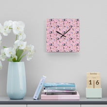 Sewing Elements Pink Acrylic Wall Clock