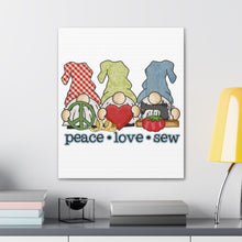 Peace, Love, Sew Gnomes - Canvas Gallery Wraps - White