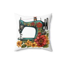 Vintage Floral Sewing Machine Spun Polyester Square Pillow